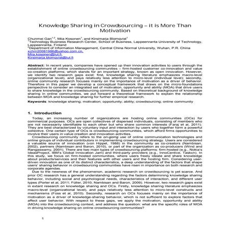 Crowdsourcing is more than motivation