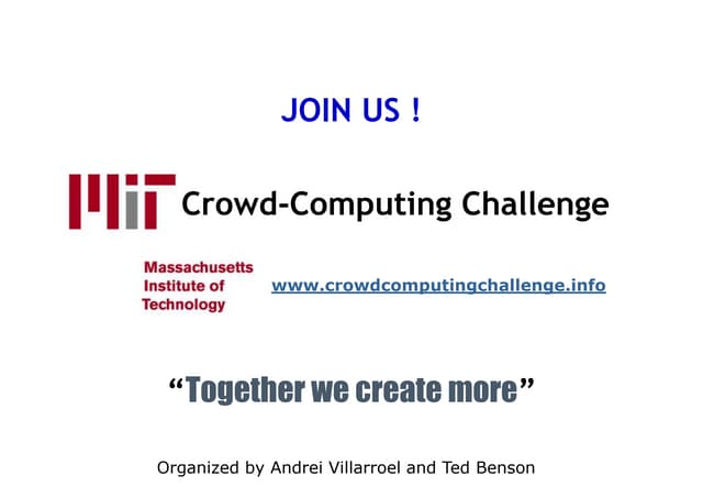 Crowdsourcing - MIT IAP Crowd-Computing Challenge