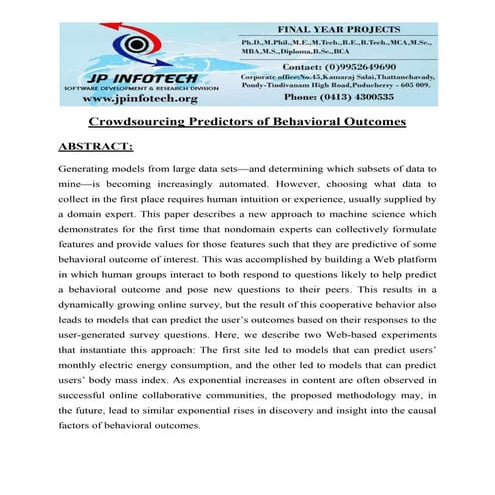 Crowdsourcing predictors of behavioral outcomes