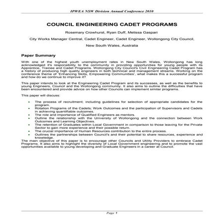 IPWEA NSW Division Conference: Engineering Cadet Programs