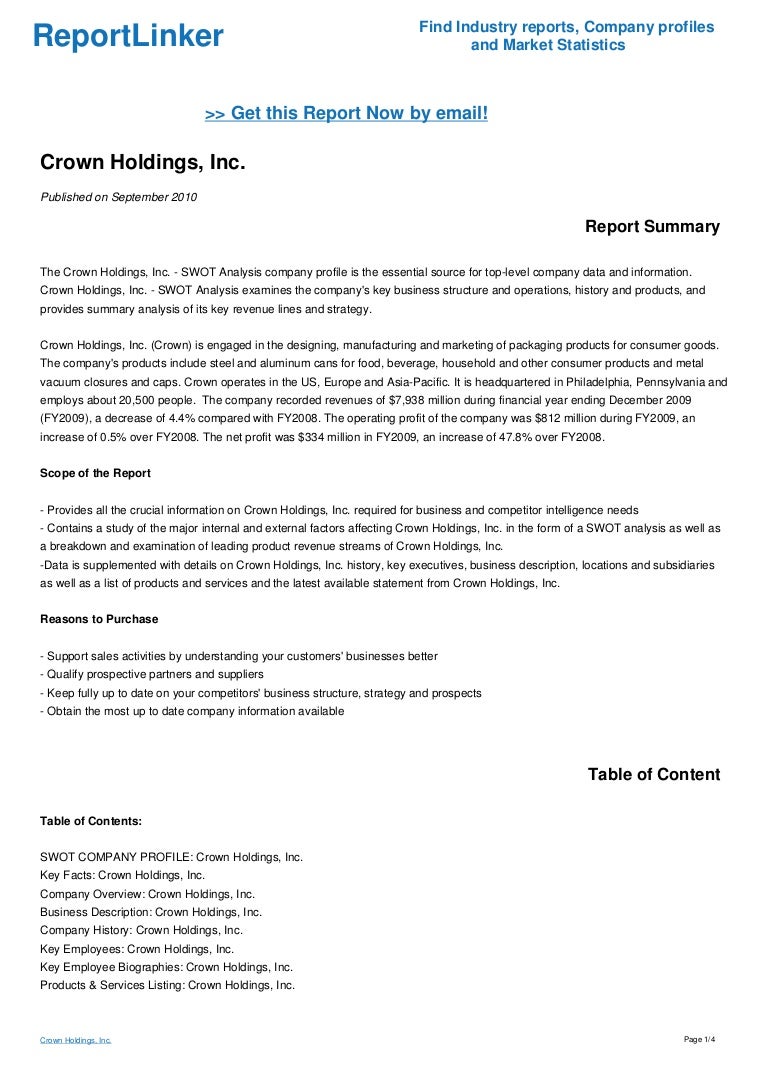 Crown Holdings Inc 