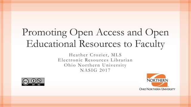 Promoting Open Access and Open Educational Resources to Faculty