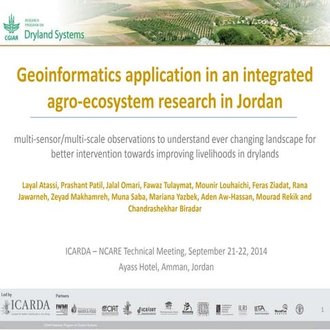 Geoinformatics Application: Integrated Agro-ecosystem Research in Jordan