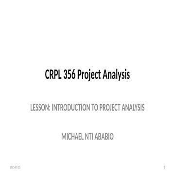 PROJECT ANALYSIS / project management intro