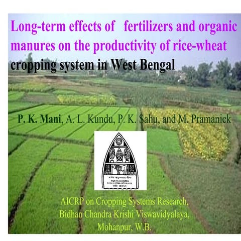 Long term effects of fertilizer and organic manures on the productivity of ri...