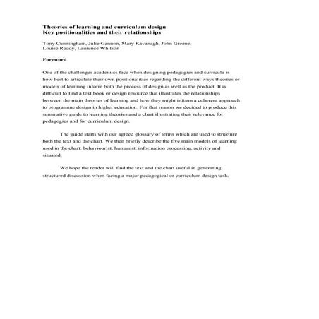 Crrriculum t6heories and models