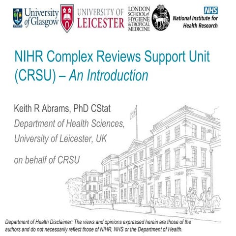 NIHR Complex Reviews Support Unit (CRSU) - An Introduction