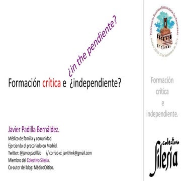 Formación sanitaria crítica e independiente
