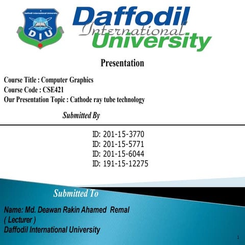 Computer Graphics Cathode Ray Tube (CRT) technology