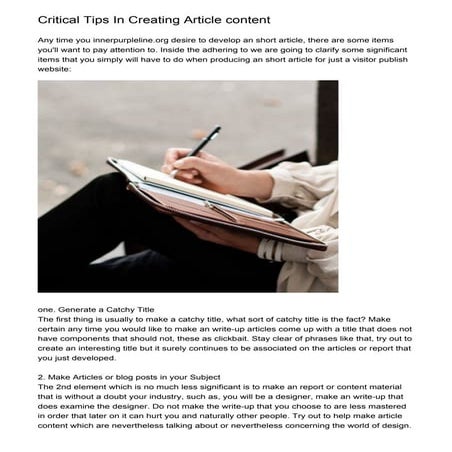 Critical Tips In Creating Article content