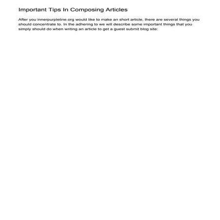 Important Tips In Composing Articles