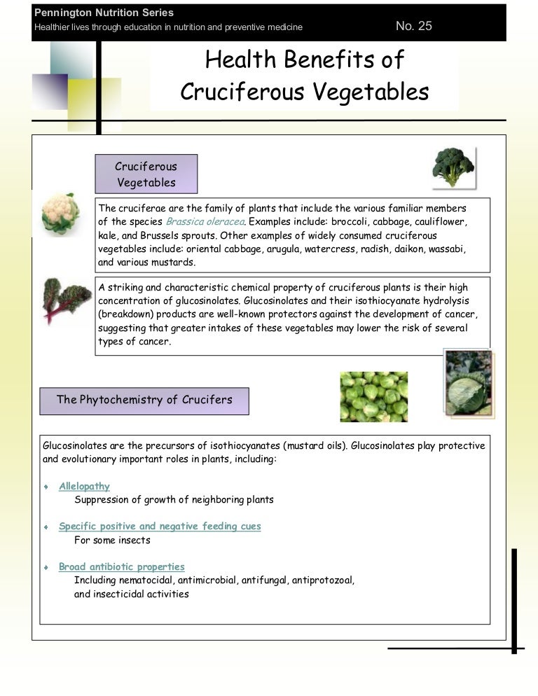 Health benefits of cruciferous vegetables