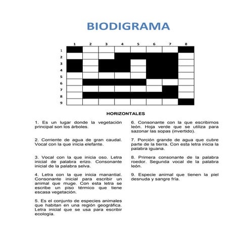 Crucigrama Biodiversidad