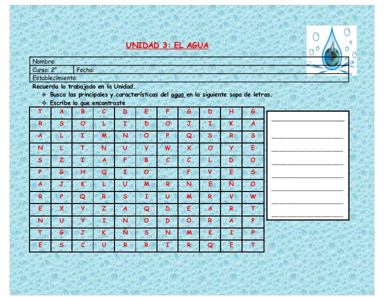 Crucigrama del agua (1)