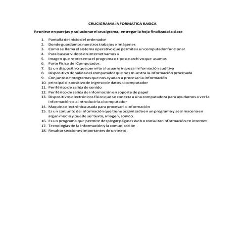 Crucigrama informatica basica