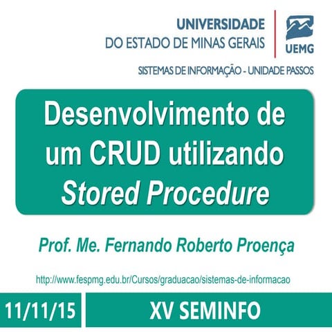 Desenvolvimento de um CRUD utilizando Stored Procedure