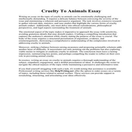 Cruelty To Animals Essay