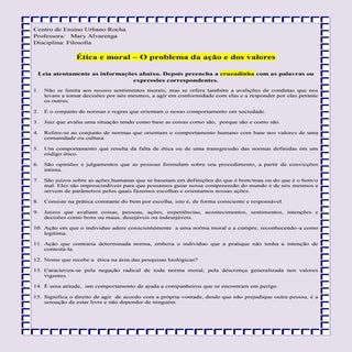 Cruzadinha de filosofia  (Ética e m...