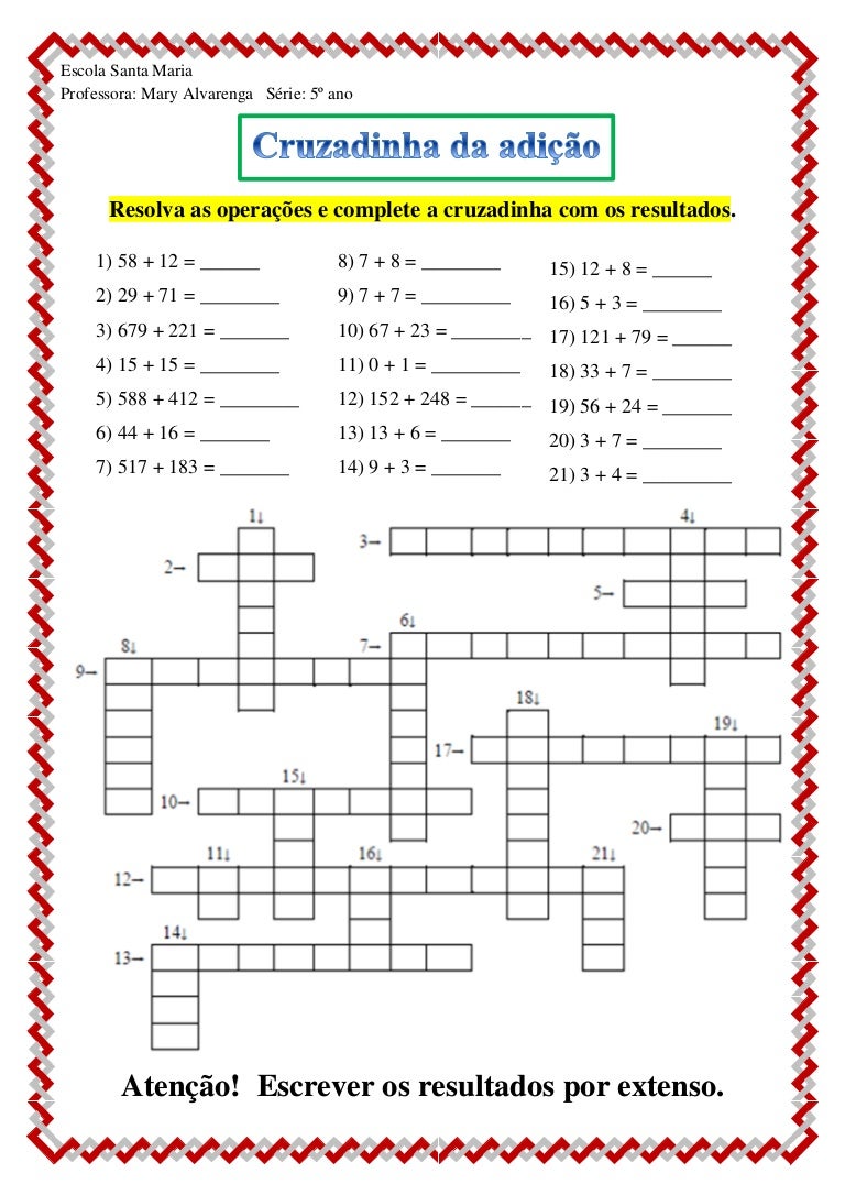 Atividades de matemática 5o ano problemas