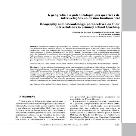 Cruz e bosetti 2008 - Geography and paleontology: perspectives on their  interrelations in primary school teaching