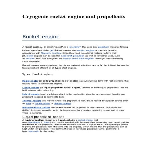 Cryogenic rocket-engine-propellents