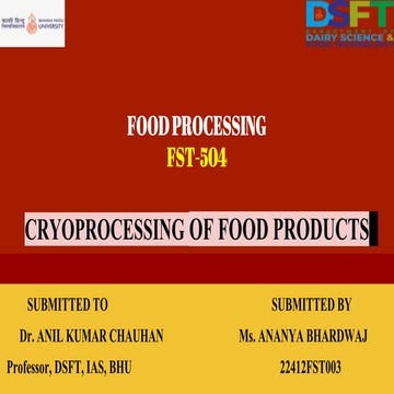 Cryopreservation of Food Products