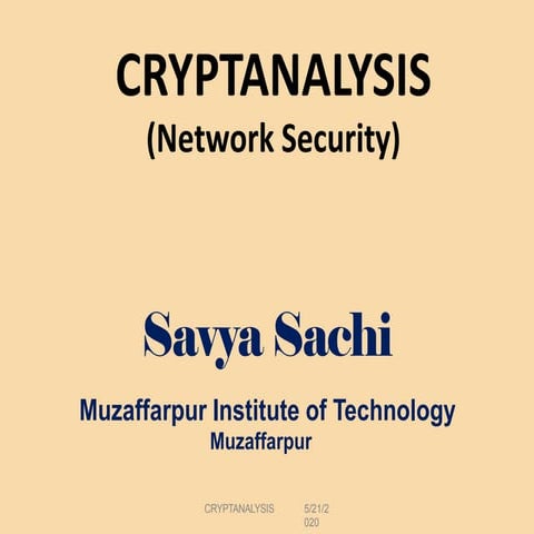 Cryptanalysis by savyasachi
