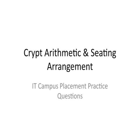 Challenging Crypt Arithmetic and Seating Arrangement Puzzles for IT ...