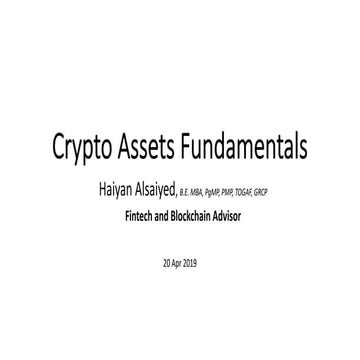 Crypto assets fundamentals