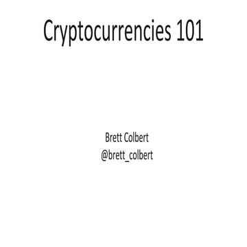 Cryptocurrencies 101