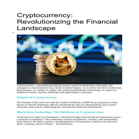 Cryptocurrency: Revolutionizing the Financial Landscape