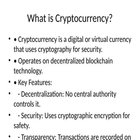 Cryptocurrency Presentation For Student Pptx