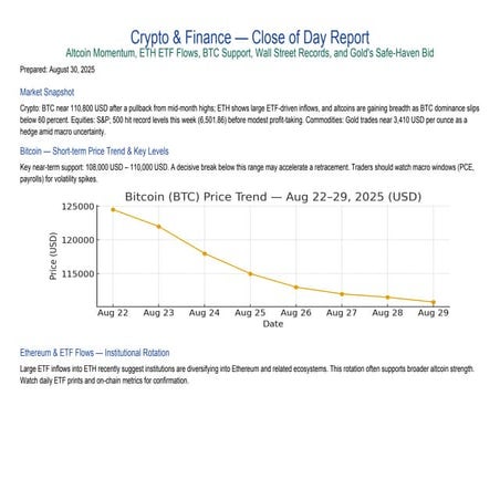 The Crypto & Finance Close of Day Report (August 29, 2025) | PDF