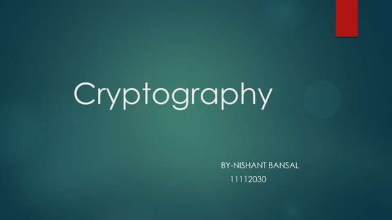 Introduction to Cryptography | PPT
