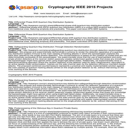 Cryptography IEEE 2015 Projects