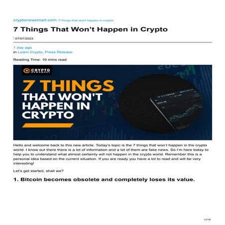 7 Things That Won’t Happen in Crypto