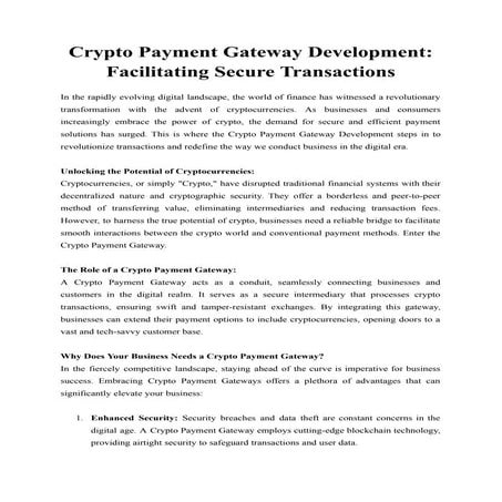 Transform Your Financial System with Crypto Payment Gateway Solutions ...