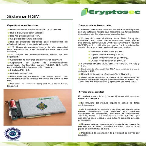 Cryptosec I Sistema Hsm | PDF