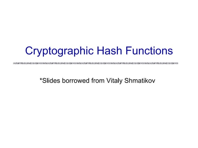 cryptography summary hash function slides | PDF