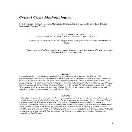 Metodologia Crystal Clear (Crystal Clear Methodologies) | PDF