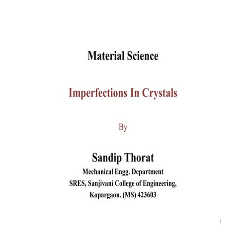 Crystal imperfections 