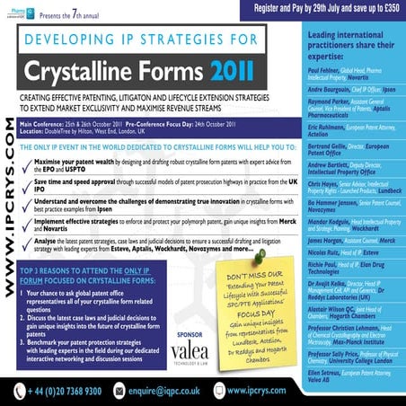 Developing IP Strategies for Crystalline Forms 2011 - Agenda