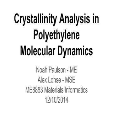 Crystallinity analysis in molecular dynamics