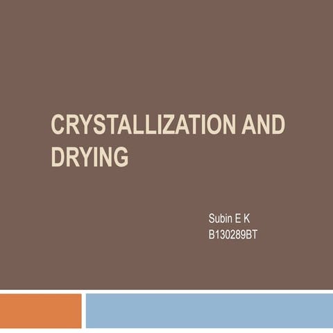 Crystallization and drying