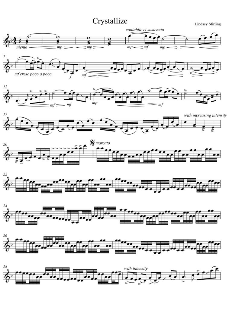 crystallize violin partitura crystallize violin sheet music