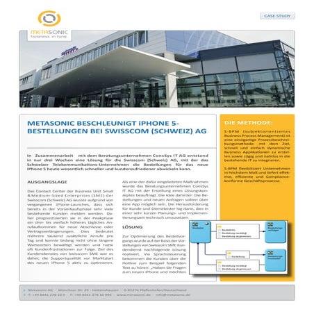 Metasonic beschleunigt iPhone 5-Bestellungen bei Swisscom (Schweiz) AG