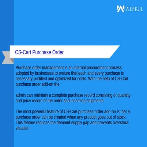 CS-Cart Purchase Order Add-On | PDF