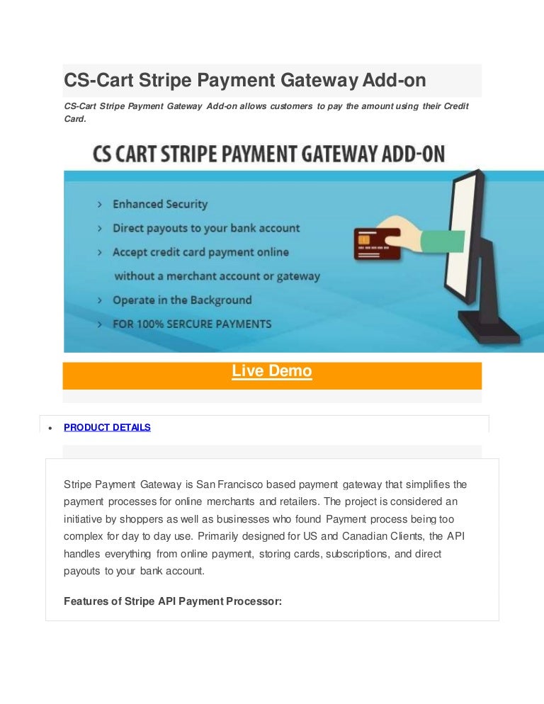 CS Cart Stripe Payment Gateway Add on