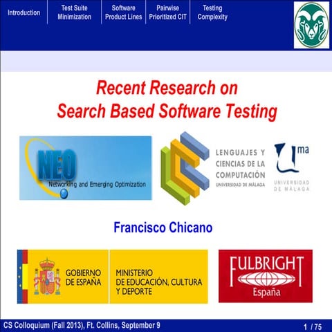 Recent Research in Search Based Software Testing | PPT