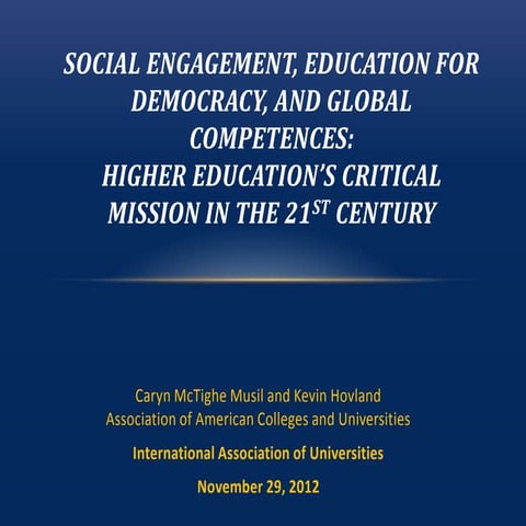 Presentation on the Role of Civic Engagement and Service Learning in ...